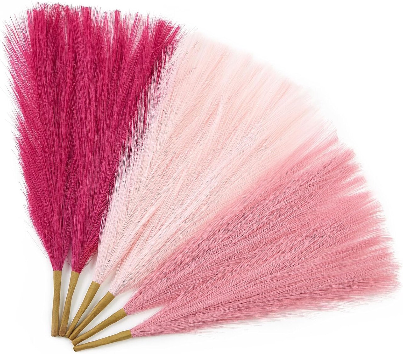 Hot Pink Blush Pink Faux Pampas Grass Decor, 6 PCS 17.7 Inch Artificial Pampas Grass Stems, Boho Wedding Table Centerpieces, Pink Pampas Floral Arrangement for Home Living Room Vase Decor
